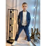 Erkek Çocuk Keten Ceket T-Shirt Pantolon 3lü Basic Takım Elbise - 14-15 - Lacivert