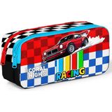 Erkek Çocuk Kırmızı Racing Araba Baskılı Iki Bölmeli Kalem Çantası/kalemlik 31057 - Çok Renkli