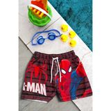 Erkek Çocuk Kırmızı Spiderman Baskılı Bel Bağcıklı Deniz Şortu - 3 - 4 Yaş