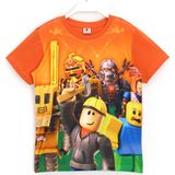 Erkek Çocuk Kısa Kollu T-Shirt Turuncu Roblox Grafik Desenli %50 Pamuk 5 - 13 Yaş - 11 - 12 Yaş
