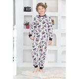 Erkek Çocuk Klasik Araba Baskılı Pijama Takımı 4-7 Yaş 12292 - Beyaz - 4 - 5 Yaş