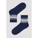 Erkek Çocuk Lacivert Zigzag Soket Çorap - 23 - 26