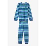 Erkek Çocuk Mavi Çizgili Lovers Pamuklu Uzun Kollu 2'li Pijama Takımı