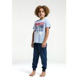 Erkek Çocuk Mavi Kısa Kol Pijama Takım - 10 - 11 Yaş