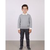 Erkek Çocuk Modern Gömlekli Gri Triko Kazaklı Kanvas Pantolon 3’lü Kombin - Gri - Koyu Lacivert - 2 Yaş