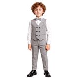 Erkek Çocuk Modern Kesim Papyonlu Yelekli 3’ lü Set Takım Elbise Ak5350, GRİ, 6 YAŞ
