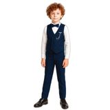 Erkek Çocuk Modern Kesim Papyonlu Yelekli 3’ lü Set Takım Elbise Ak5350, LACİVERT, 2 YAŞ