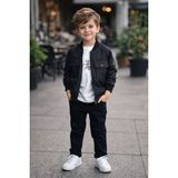 Erkek Çocuk Mont Pantolon Tişört - Siyah - 10 Yaş