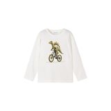 Erkek Çocuk Normal Kalıp Uzun Kollu Dinozor Baskılı T-Shirt - Krem