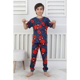 Erkek Çocuk Örümcek Adam Desenli Yazlık Pijama Takımı %100 Pamuk Süprem Penye 3-13 Yaş - 4 - 5 Yaş - Lacivert - Karışık