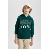 Erkek Çocuk Oversize Fit Baskılı Kapüşonlu Sweatshirt