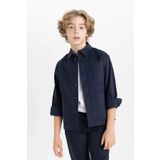 Erkek Çocuk Oversize Fit Polo Yaka Uzun Kollu Gömlek