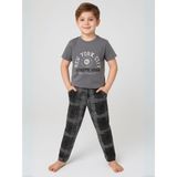 Erkek Çocuk Pamuklu Kısa Kol Pijama Takımı - 7 - 8 Yaş - Füme