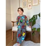 Erkek Çocuk Pamuklu Pijama Takımı - Siyah - 7 Yaş