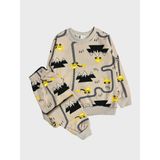 Erkek Çocuk Pamuklu Sütlü Kahve Yol Araba Desenli Uzun Kollu Pijama Takımı - 5 - 6 Yaş