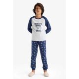 Erkek Çocuk Pijama Takımı Baskılı Uzun Kollu Üst Uzun Alt