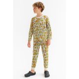 Erkek Çocuk Pijama Takımı Desenli Pamuklu Uzun Kollu Pijama Takımı 2-6 Yaş