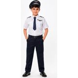 Erkek Çocuk Pilot Kostümü Şapkalı Kaptan Üniforması Tam Set - Lacivert - 6 - 7 Yaş