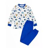 Erkek Çocuk Premium Penye Dinozor Desenli Uzun Kollu Pijama Takımı 2-11 Yaş - Mavi