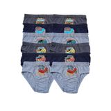 Erkek Çocuk Renkli Desenli Slip Külot Pamuklu 12li Paket, Karışık, 5-6 Yaş