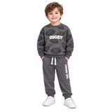 Erkek Çocuk Rugby Topu Baskılı Pamuklu Sweatshirt ve Pantolon Eşofman Takımı Ak119