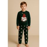 Erkek Çocuk Santa Claus Yılbaşı Temalı Pijama Altı Yeşil