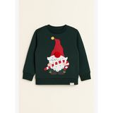 Erkek Çocuk Santa Claus Yılbaşı Temalı Sweatshirt Pijama Üstü Yeşil