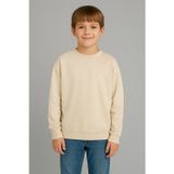 Erkek Çocuk Şardonlu Oversize Basic Sweatshirt Krem
