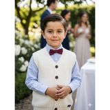 Erkek Çocuk Selanik Örgü Düğmeli Triko Yelek Abiye & Günlük Şık Kombin 5-8 Yaş - Ekru - 7 - 8 Yaş