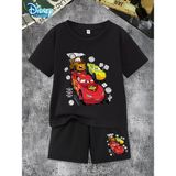 Erkek Çocuk Şimşek Mcqueen Baskılı T-Shirt - Şort Takım - 5 Yaş - Siyah