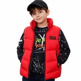 Erkek Çocuk Şişme Yelek – Elyaf Dolgulu, Fermuarlı Cepli, Özel Spor Model (Kırmızı, 9 Yaş)
