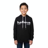 Erkek Çocuk Siyah Kapüşonlu Şık Baskılı Pamuklu Sweatshirt