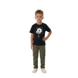 Erkek Çocuk Siyah Şapka Baskılı Tişört - Grafik Desenli Pamuklu Kısa Kollu T-shirt