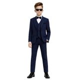 Erkek Çocuk Slim Fit Dokulu Çizgili Klasik Takım Elbise Ak197-198, LACİVERT, 1 YAŞ
