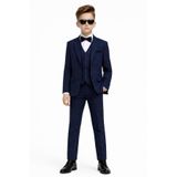 Erkek Çocuk Slim Fit Dokulu Çizgili Klasik Takım Elbise Ak197-198, LACİVERT, 2 YAŞ