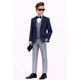 Erkek Çocuk Slim Fit Dokulu Çizgili Spor Takım Elbise AK195-196, İNDİGO, 1 YAŞ