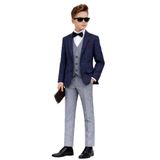 Erkek Çocuk Slim Fit Dokulu Çizgili Spor Takım Elbise AK195-196, İNDİGO, 4 YAŞ