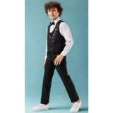 Erkek Çocuk Smokin Takım Elbise – Pantolonlu Yelekli Papyonlu Gömlekli Zincirli 5’li Set - Siyah - 15 Yaş