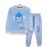 Erkek Çocuk Sonic Desenli Bisiklet Yaka Uzun Kollu Şardonlu Sweatshirt Takım - 4 - 5 Yaş - 0-Gri