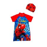 Erkek Çocuk Spiderman Baskı Detay Hassas Ten Kısa Kollu Şortlu Mayo Takımı Tek Parça Sezon 2022