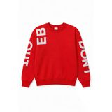 Erkek Çocuk Sweatshirt Bisiklet Yaka Oversize Kesim Baskılı Pamuklu Sweatshirt
