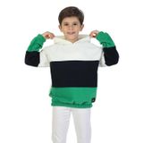 Erkek Çocuk Sweatshirt-Kazak Kapüşonlu Beli Lastikli Çok Renkli Kışlık Polar Sweat — Ekru-Lacivert-Yeşil