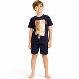 Erkek Çocuk T-Shirt Dijital Baskılı Kısa Kol Bisiklet Yaka%100 Pamuk Siyah 10-11 Yaş