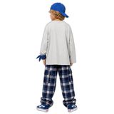 Erkek Çocuk Takım Ördek Baskılı%100 Pamuk T-shirt - Ekose Dokuma Pantolon (6-11 Yaş)