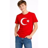 Erkek Çocuk Tişört Bisiklet Yaka Ay Yıldız Bayrak Baskılı T-Shirt - Kırmızı - 15-16 Yaş