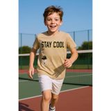 ERKEK ÇOCUK TİŞÖRT STAY COOL BASKILI BİSİKLET YAKA F18 BEJ 10 Yaş