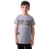 ERKEK ÇOCUK TİŞÖRT STAY COOL BASKILI BİSİKLET YAKA F18 GRİ 10 Yaş