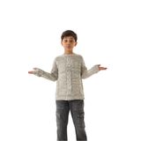Erkek Çocuk Triko Kazak – Bisiklet Yaka ve Uzun Kollu Günlük Model 7-8 Yaş/Taş