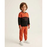 Erkek Çocuk Turuncu Siyah Baskılı Sweatshirt ve Eşofman Altı 2 Parça Günlük Eşofman Takımı - 2 Yaş