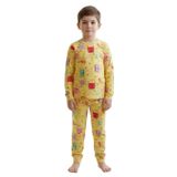 Erkek Çocuk Uzay Tema Desenli Pamuklu Pijama Takımı%95 Pamuk 2’li Set (Sarı-Desenli, 3-4 Yaş)